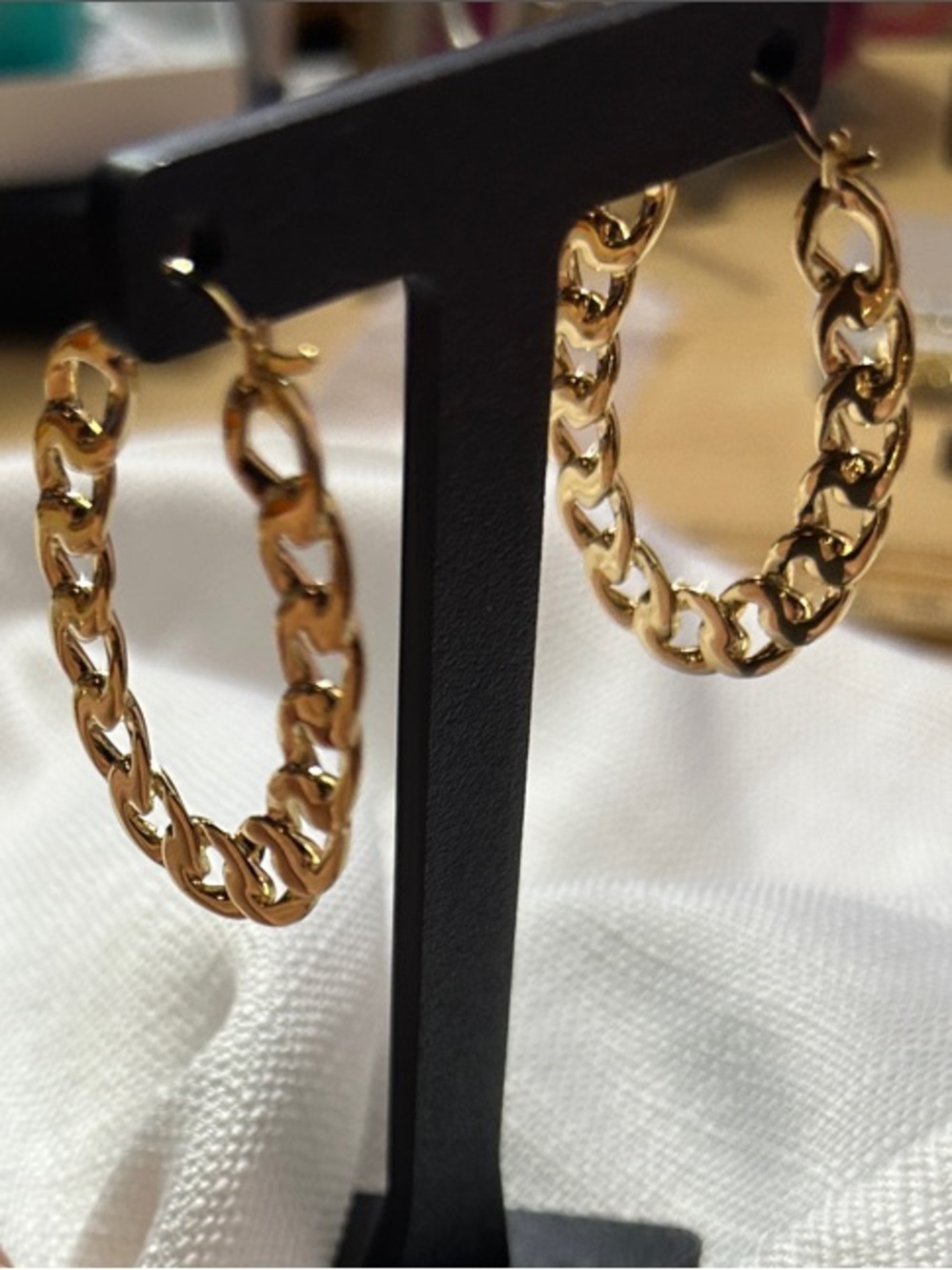 Chunky Gold Chain Hoop Earrings NWT